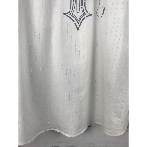 Ely 1878 Dress Shirt Large Snap Button Down White Silver Striped Cross Design - Picture 11 of 12